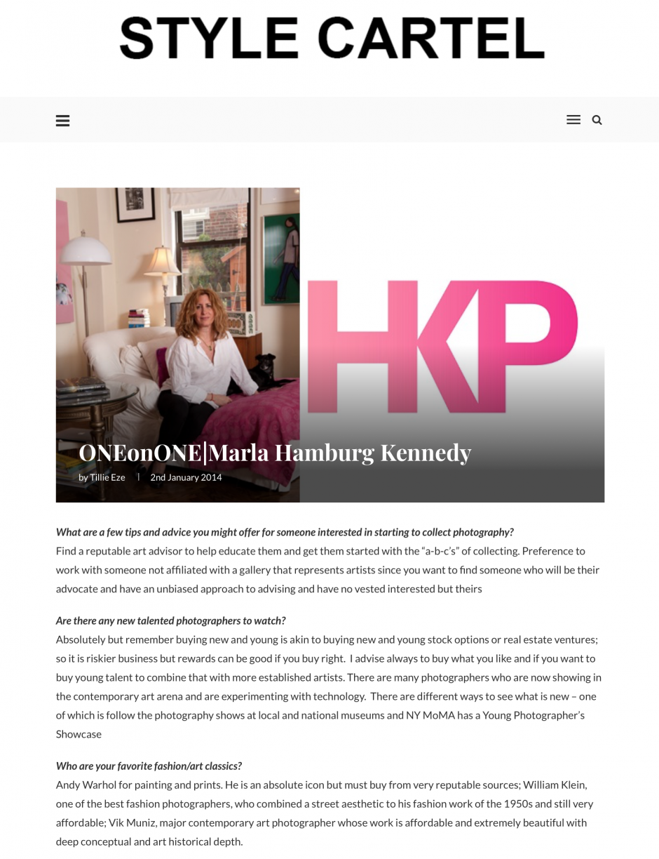 Style Cartel Profile on Marla Hamburg Kennedy