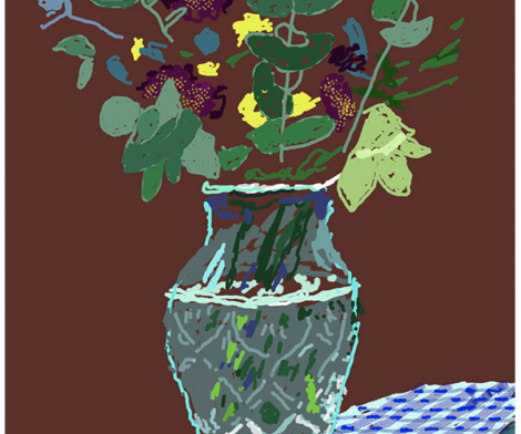 David Hockney, 25th March 2021, Flowers on the Table Edge, 2021