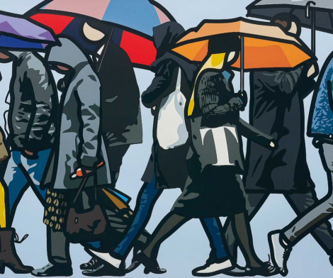 Julian Opie, Walking I the Rain, London, 2015