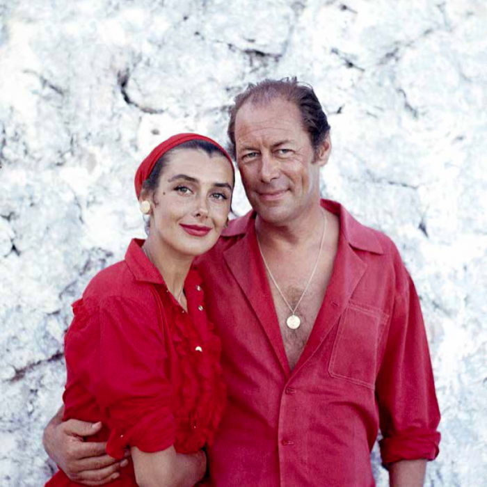 Ormond Gigli, Rex Harrison and wife Kay Kendall at Blue Harbor, Jamaica
