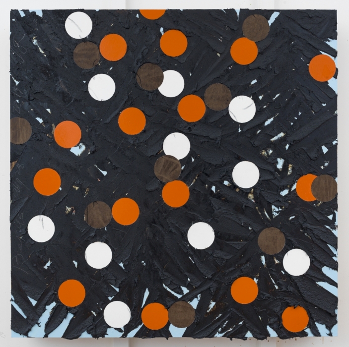 Donald Sultan, Orange Brown White Dots on Black